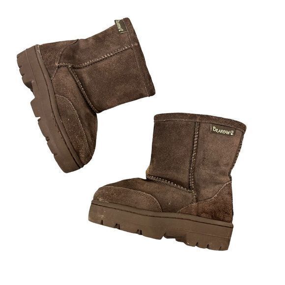 BearPaw Toddler Boots Shearling Fur Lined Brown Suede Leather Baby Winter US 7 - Picture 1 of 15